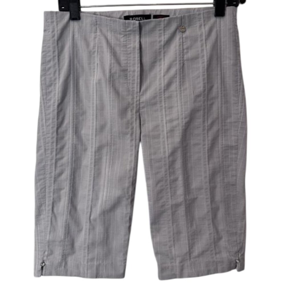 Robell grey Marie 07 pinstriped straight leg shorts size 8